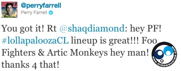Perry Farrell confirma a Arctic Monkeys y Foo Fighters para el Lollapalooza Chile 2012