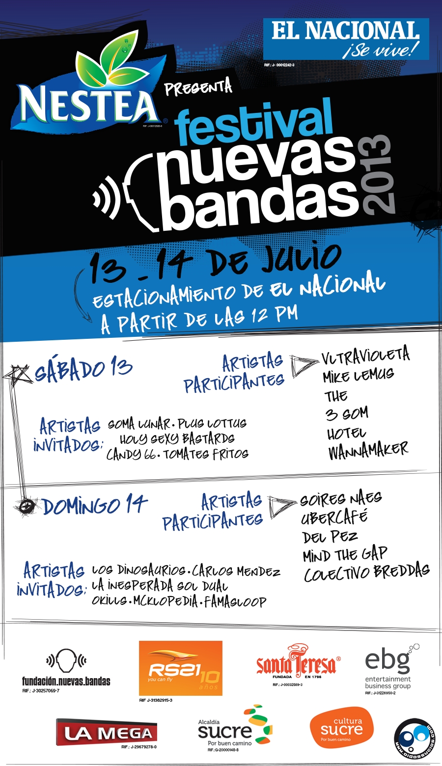 Revelado el cartel oficial del Festival Nuevas Bandas 2013: 13 y 14 de Julio en El Nacional